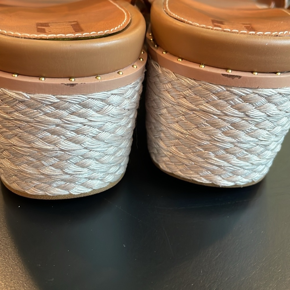 NWT FitFlop ELOISE light tan Espadrille Leather Wedge Back Strap Sandals Size 10 - Picture 8 of 12